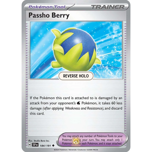 [ENG] Pokemon SV08 Surging Sparks: 184/191 Passho Berry [Pokemon Tool] [U - Uncommon] (Reverse Holo)