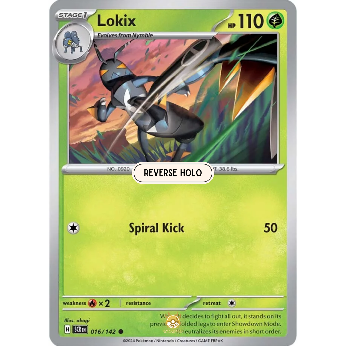 [ENG] Pokemon SV07 Stellar Crown: 016/142 Lokix [Grass] [C - Common] (Reverse Holo)