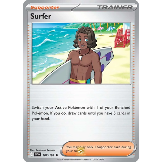 [ENG] Pokemon SV08 Surging Sparks: 187/191 Surfer [Support] [U - Uncommon] (Non-foil)