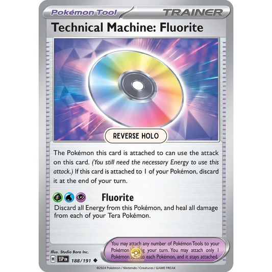 [ENG] Pokemon SV08 Surging Sparks: 188/191 Technical Machine: Fluorite [Pokemon Tool] [U - Uncommon] (Reverse Holo)