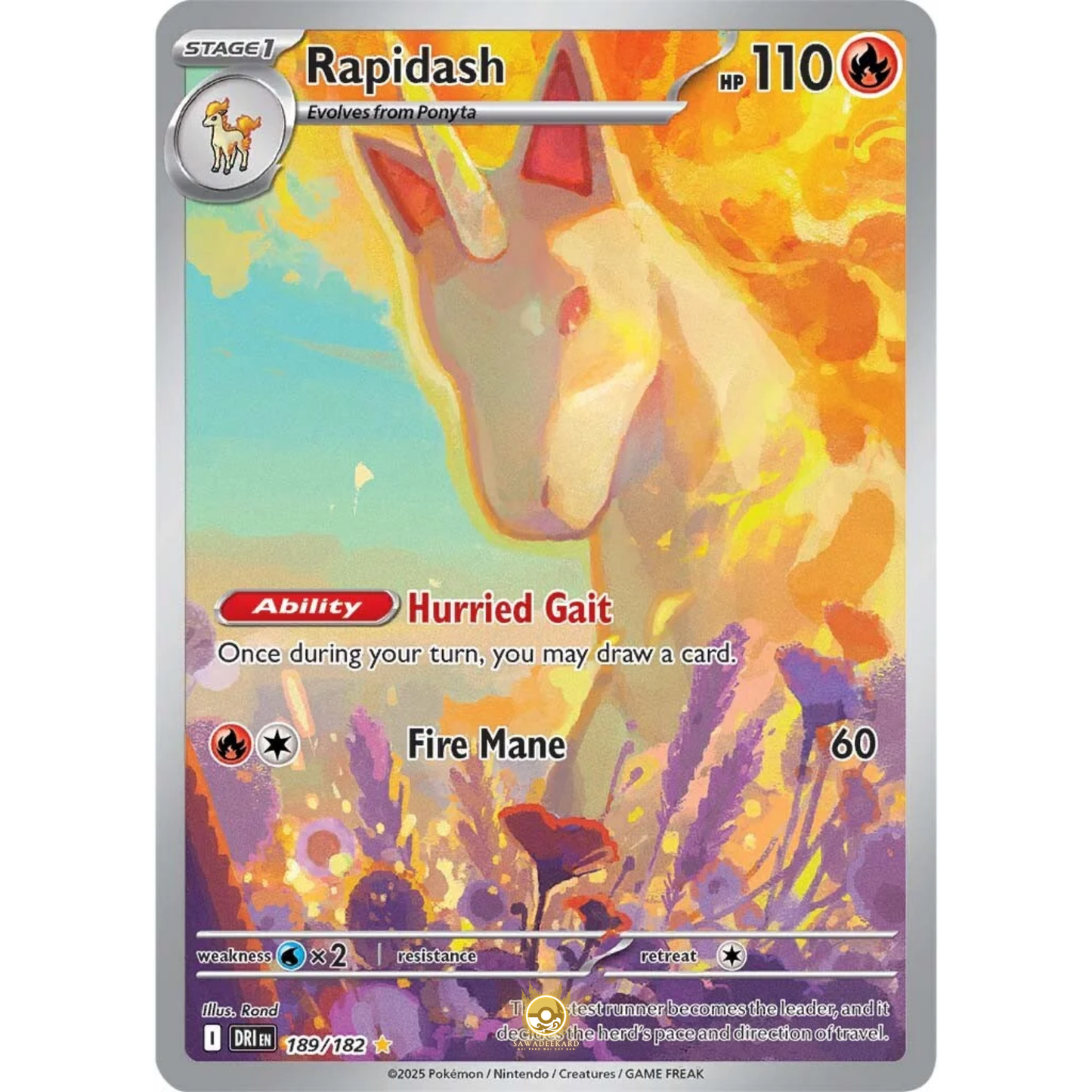 [ENG] Pokemon SV10 Destined Rivals: 189/182 Rapidash [Fire] [IR - Illustration Rare] (Foil)