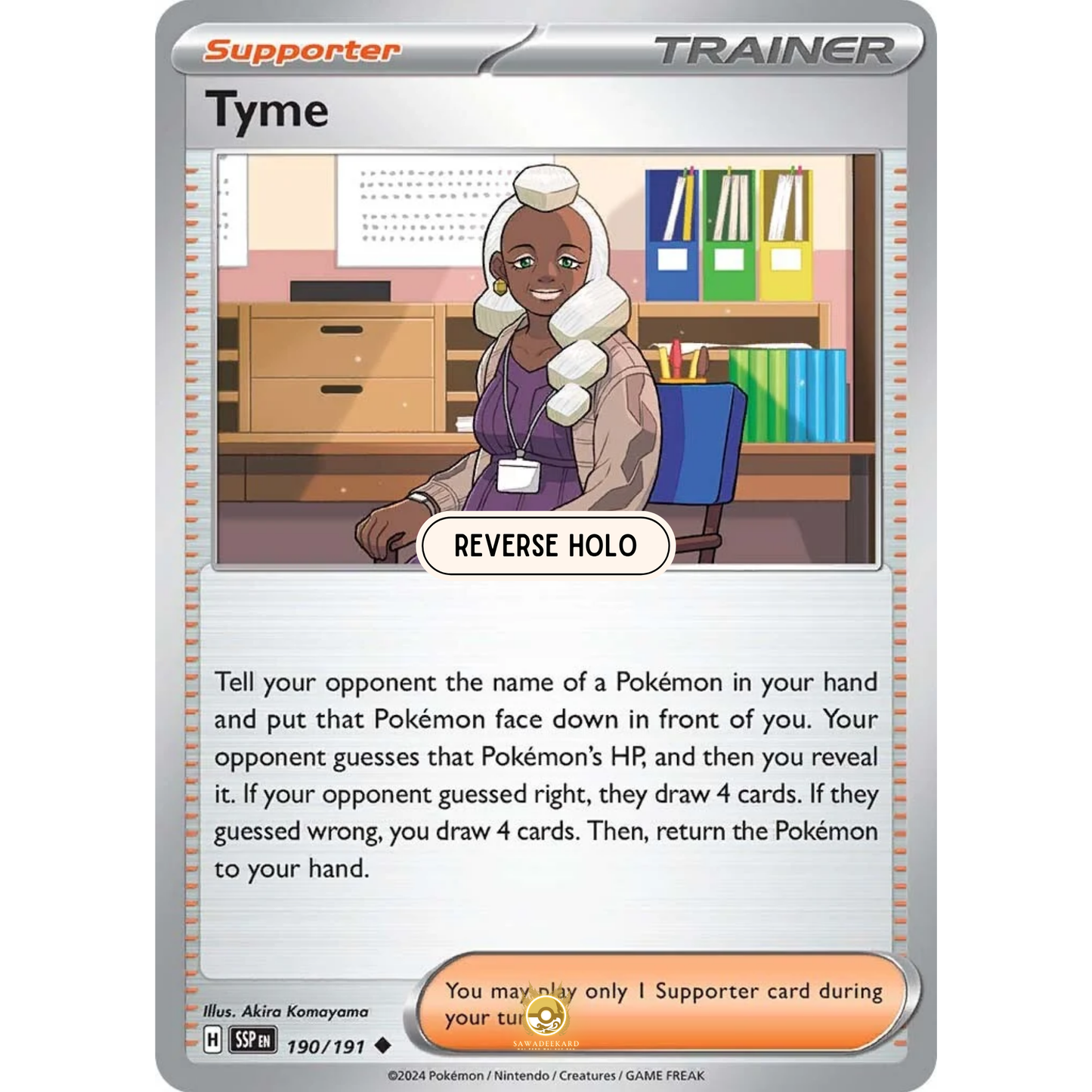 [ENG] Pokemon SV08 Surging Sparks: 190/191 Tyme [Support] [U - Uncommon] (Reverse Holo)