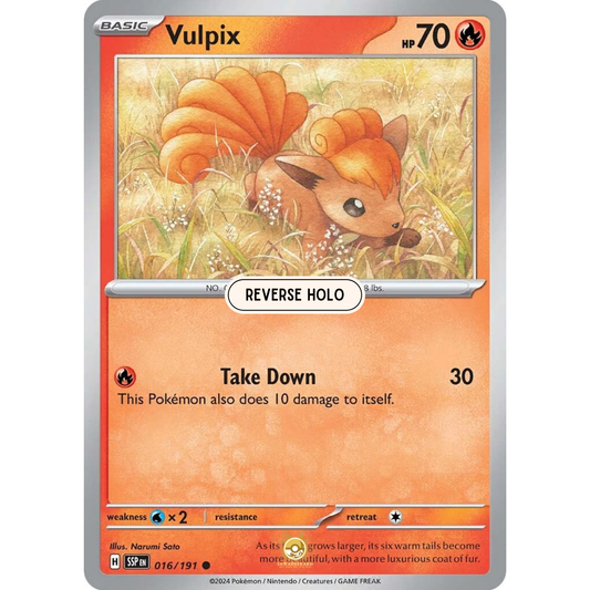 [ENG] Pokemon SV08 Surging Sparks: 016/191 Vulpix [Fire] [C - Common] (Reverse Holo)