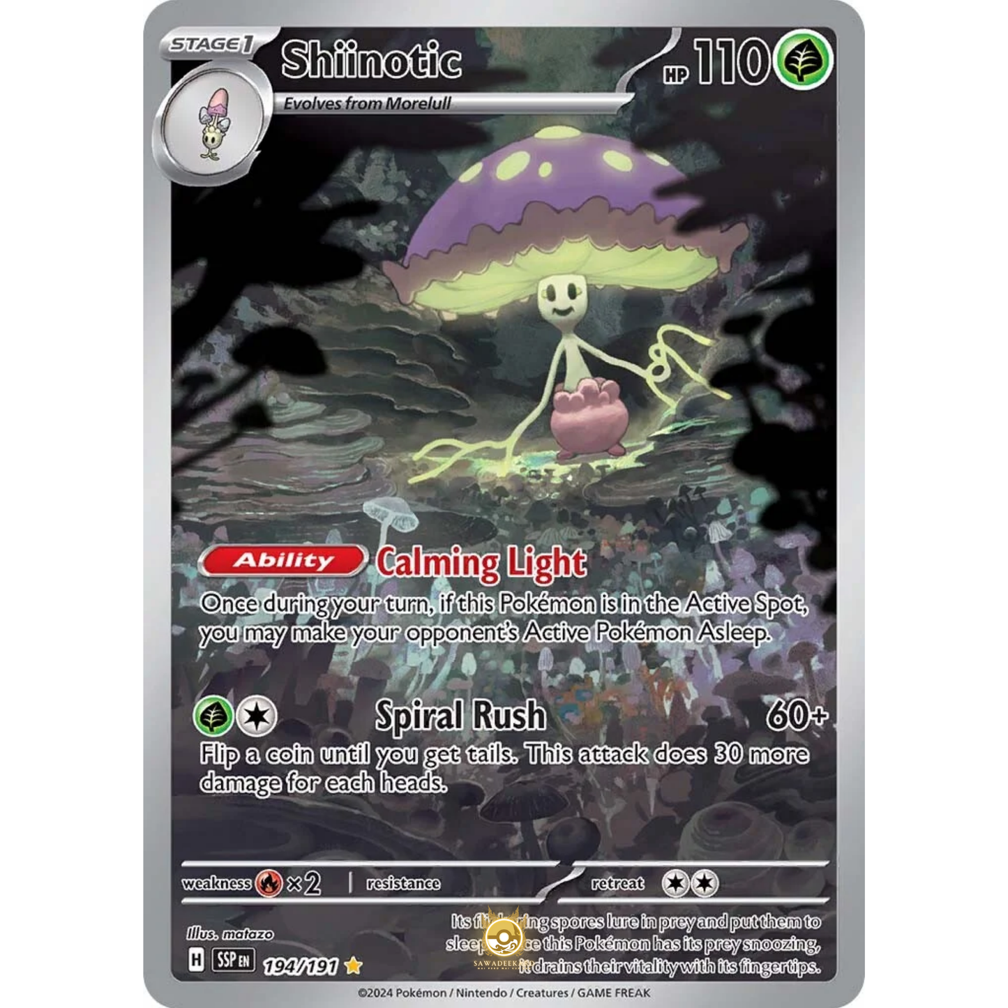 [ENG] Pokemon SV08 Surging Sparks: 194/191 Shiinotic [Grass] [IR - Illustration Rare] (Foil)