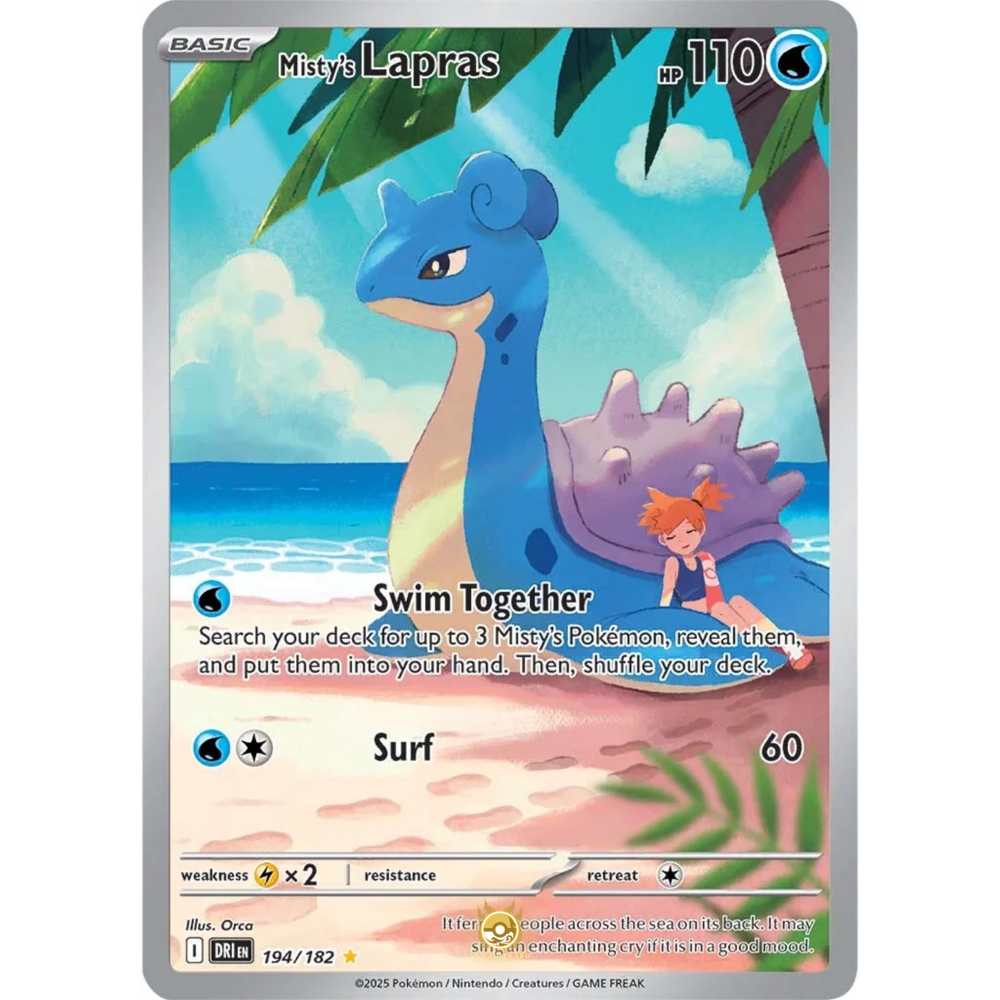 [ENG] Pokemon SV10 Destined Rivals: 194/182 Misty's Lapras [Water] [IR - Illustration Rare] (Foil)