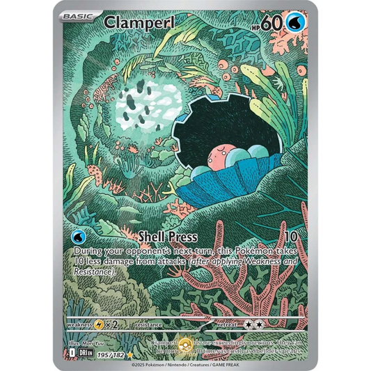 [ENG] Pokemon SV10 Destined Rivals: 195/182 Clamperl [Water] [IR - Illustration Rare] (Foil)