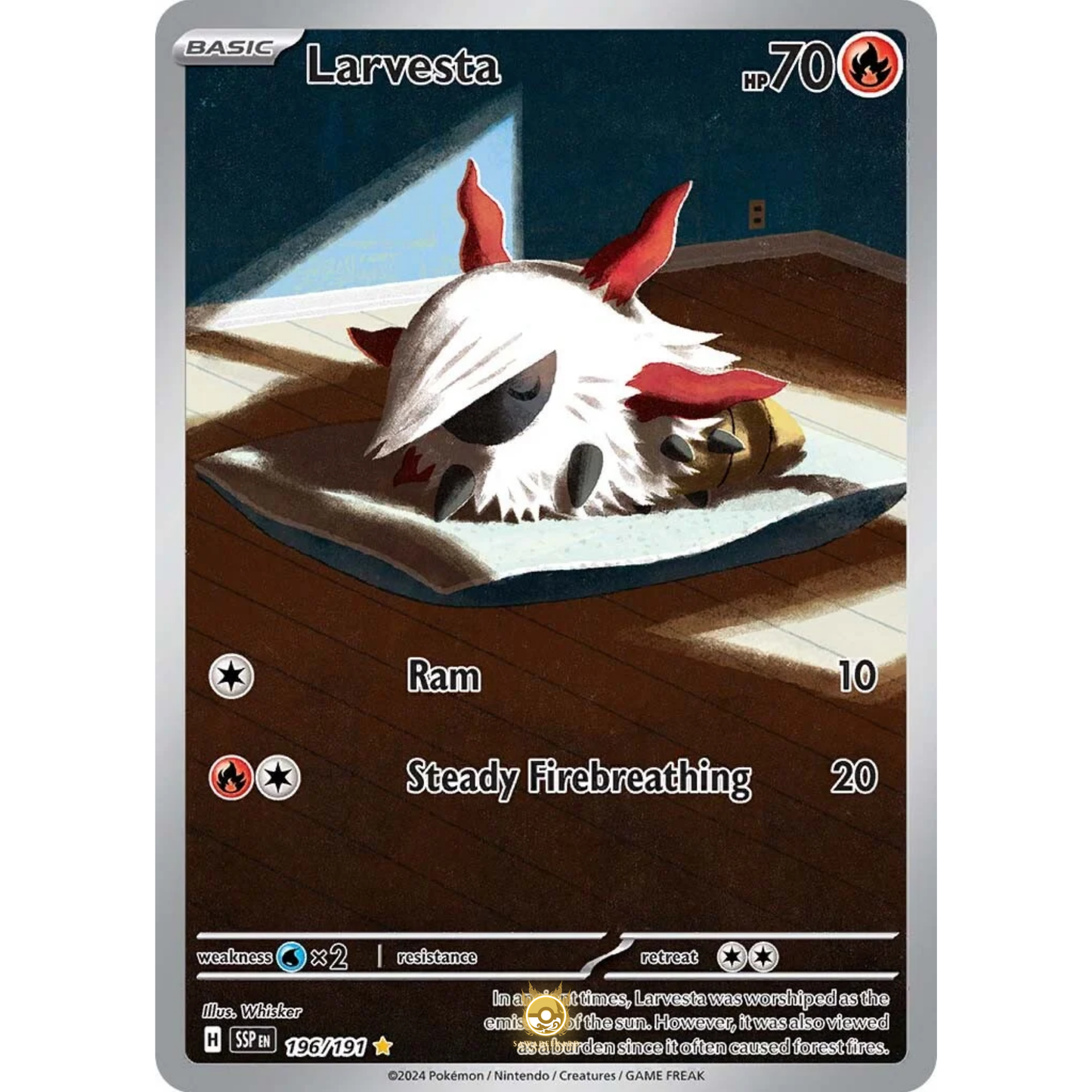 [ENG] Pokemon SV08 Surging Sparks: 196/191 Larvesta [Fire] [IR - Illustration Rare] (Foil)