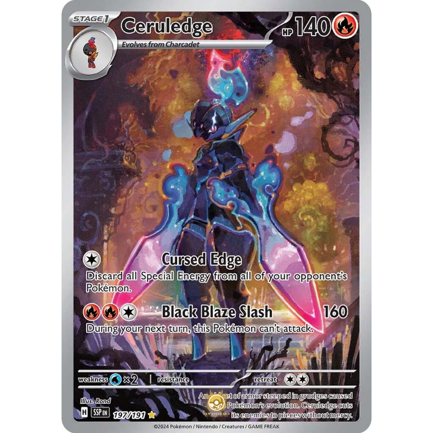 [ENG] Pokemon SV08 Surging Sparks: 197/191 Ceruledge [Fire] [IR - Illustration Rare] (Foil)