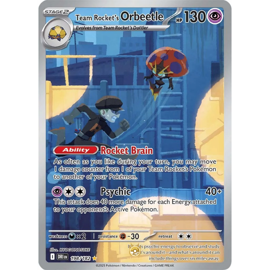 [ENG] Pokemon SV10 Destined Rivals: 198/182 Team Rocket's Orbeetle [Psychic] [IR - Illustration Rare] (Foil)