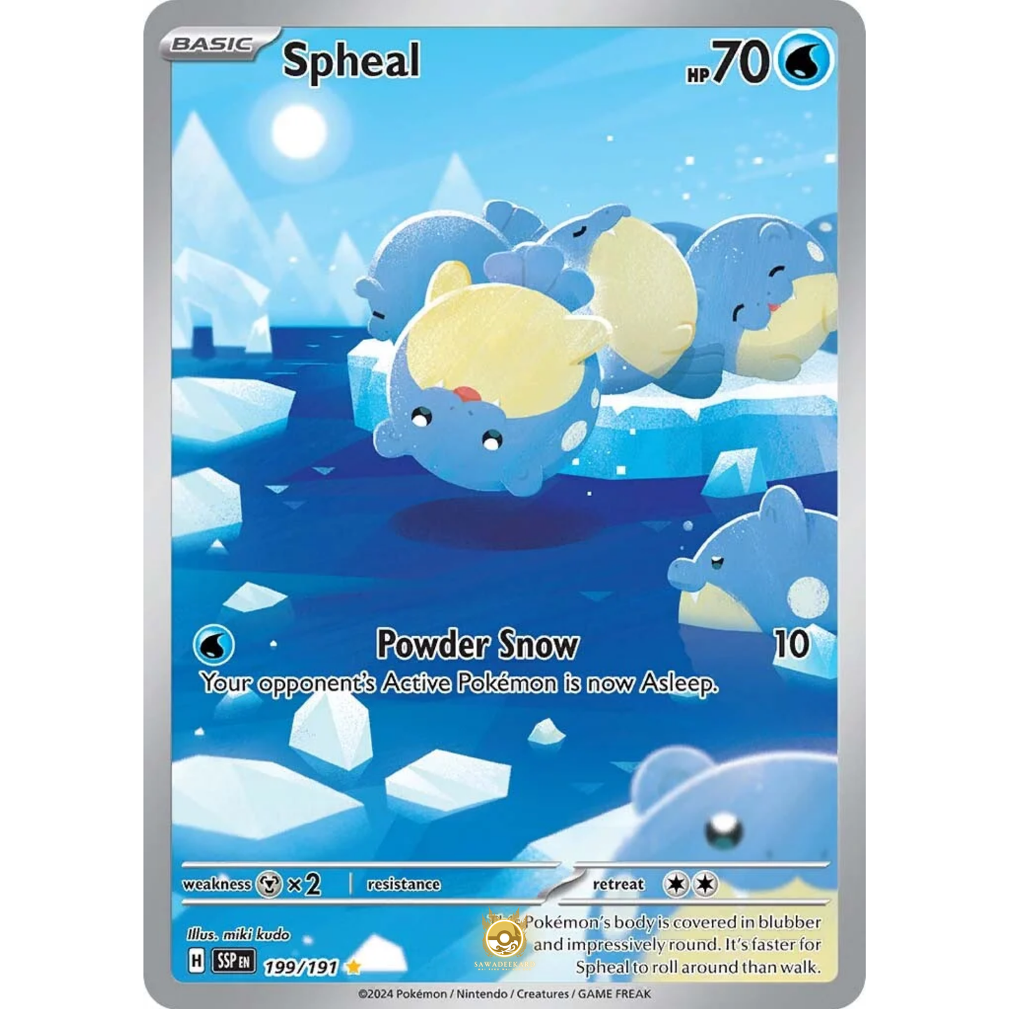 [ENG] Pokemon SV08 Surging Sparks: 199/191 Spheal [Water] [IR - Illustration Rare] (Foil)
