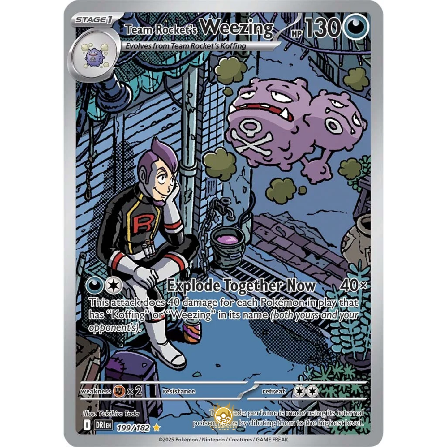 [ENG] Pokemon SV10 Destined Rivals: 199/182 Team Rocket's Weezing [Darkness] [IR - Illustration Rare] (Foil)