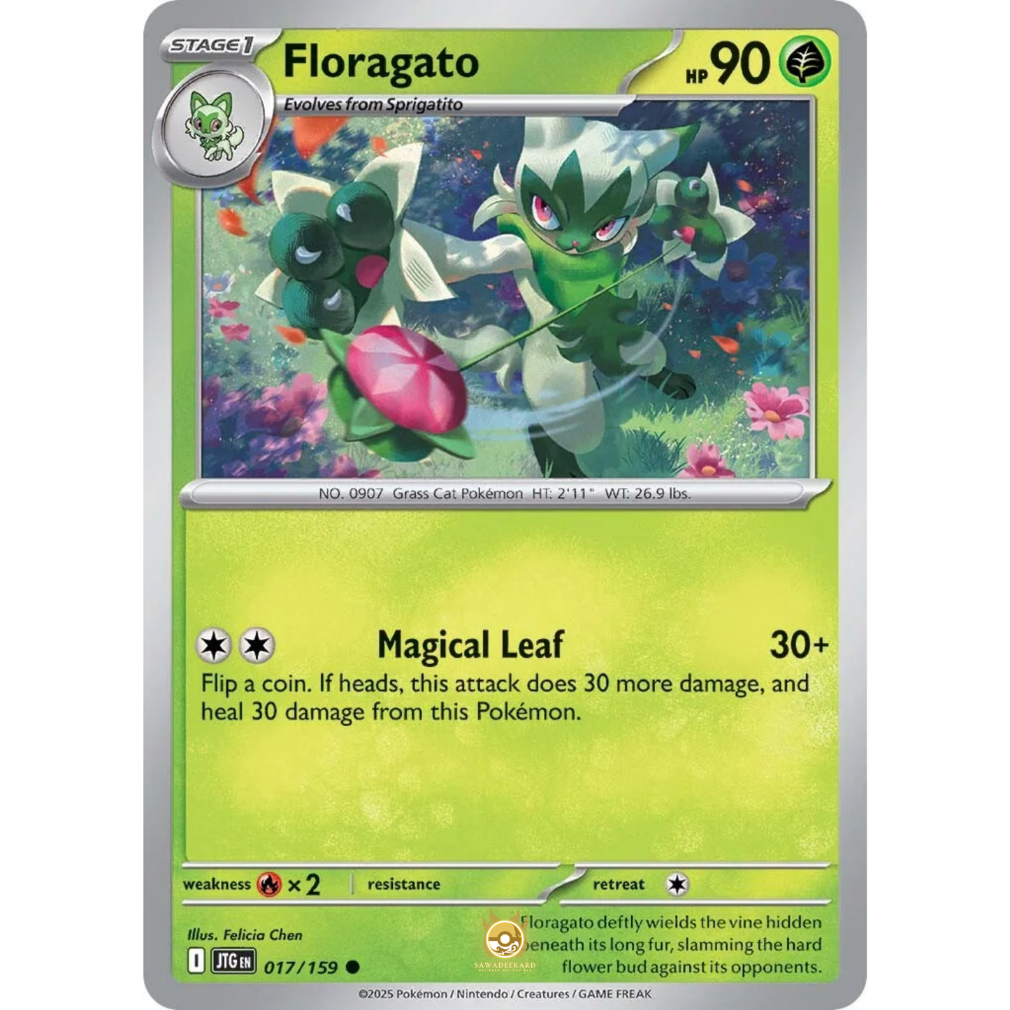[ENG] Pokemon SV09 Journey Together: 017/159 Floragato [Grass] [C - Common] (Non-foil)