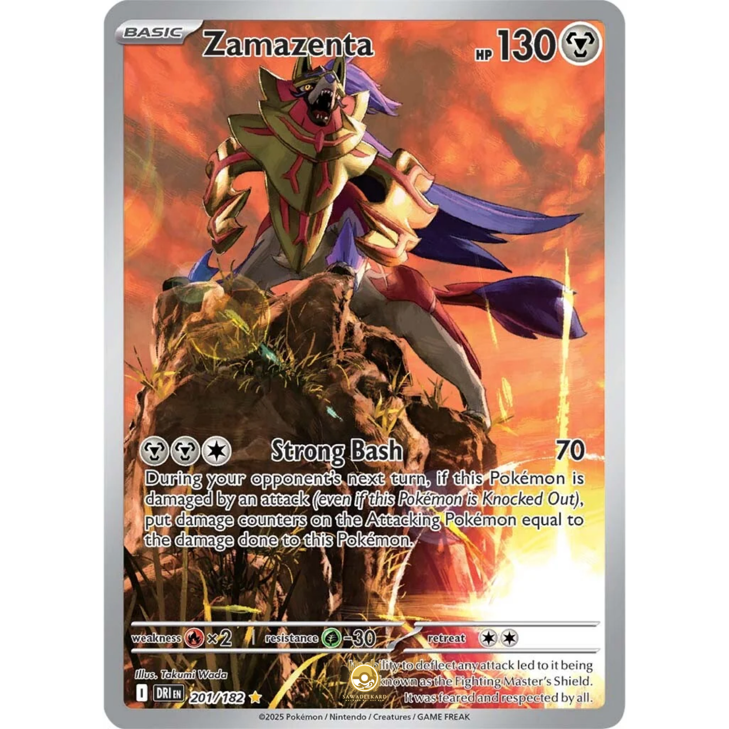 [ENG] Pokemon SV10 Destined Rivals: 201/182 Zamazenta [Metal] [IR - Illustration Rare] (Foil)