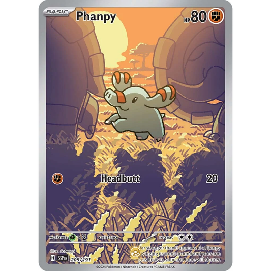 [ENG] Pokemon SV08 Surging Sparks: 205/191 Phanpy [Fighting] [IR - Illustration Rare] (Foil)