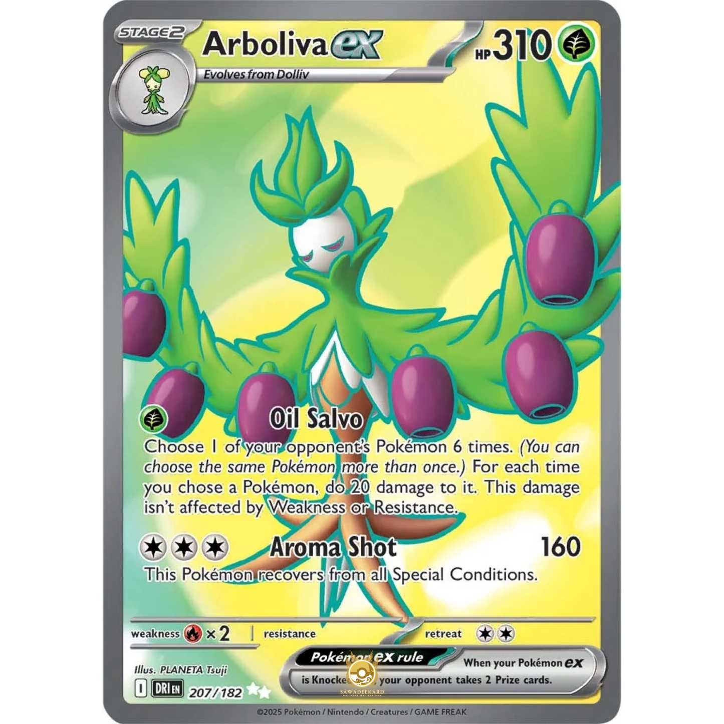 [ENG] Pokemon SV10 Destined Rivals: 207/182 Arboliva ex [Grass] [UR - Ultra Rare] (Foil)