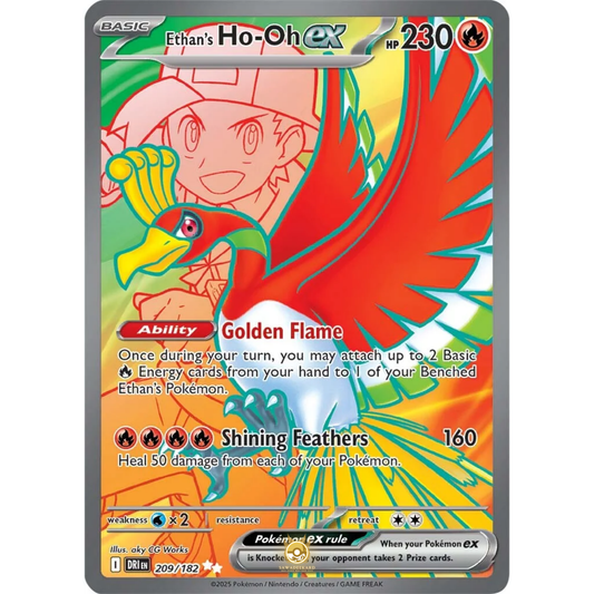 [ENG] Pokemon SV10 Destined Rivals: 209/182 Ethan's Ho-Oh ex [Fire] [UR - Ultra Rare] (Foil)
