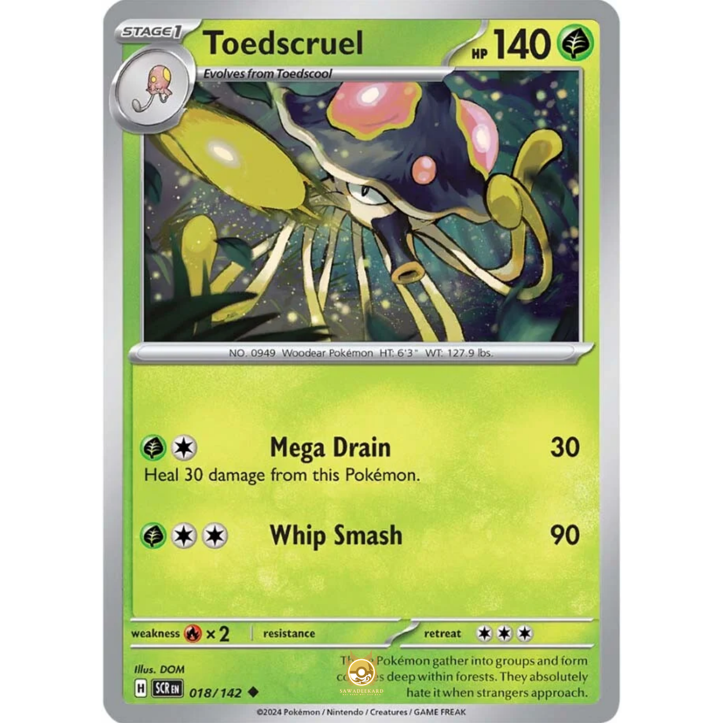 [ENG] Pokemon SV07 Stellar Crown: 018/142 Toedscruel [Grass] [U - Uncommon] (Non-foil)