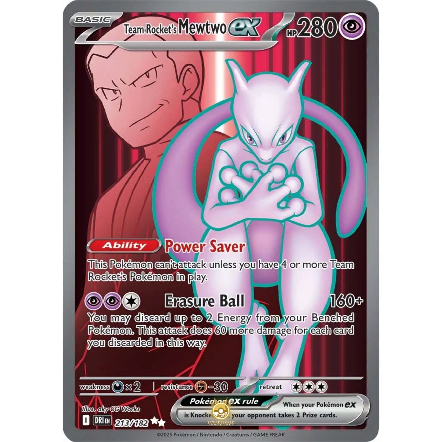 [ENG] Pokemon SV10 Destined Rivals: 213/182 Team Rocket's Mewtwo ex [Psychic] [UR - Ultra Rare] (Foil)
