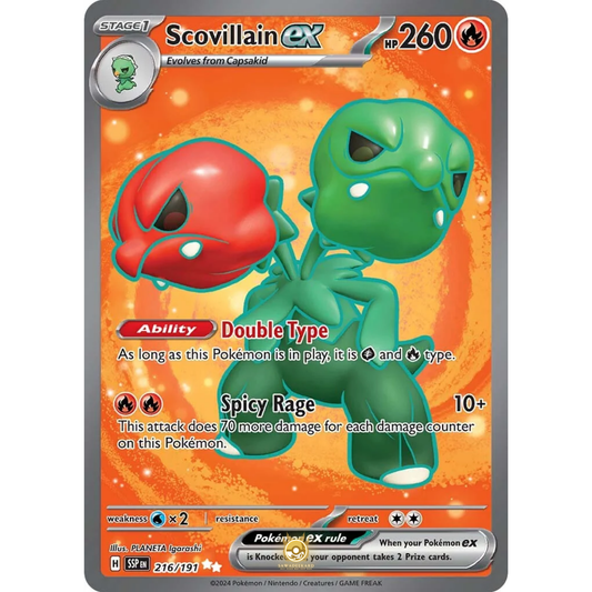 [ENG] Pokemon SV08 Surging Sparks: 216/191 Scovillain ex [Fire] [UR - Ultra Rare] (Foil)