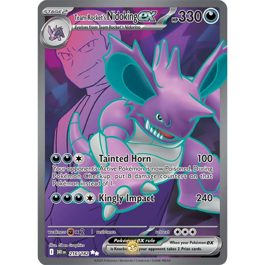 [ENG] Pokemon SV10 Destined Rivals: 216/182 Team Rocket's Nidoking ex [Darkness] [UR - Ultra Rare] (Foil)