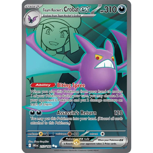 [ENG] Pokemon SV10 Destined Rivals: 217/182 Team Rocket's Crobat ex [Darkness] [UR - Ultra Rare] (Foil)