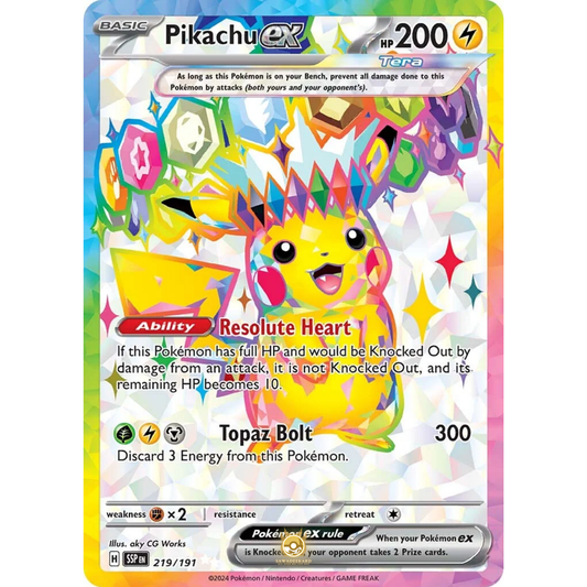 [ENG] Pokemon SV08 Surging Sparks: 219/191 Pikachu ex [Lightning] [UR - Ultra Rare] (Foil)