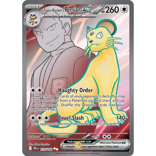 [ENG] Pokemon SV10 Destined Rivals: 219/182 Team Rocket's Persian ex [Colorless] [UR - Ultra Rare] (Foil)