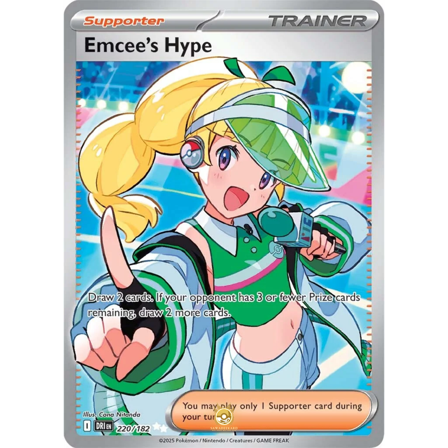 [ENG] Pokemon SV10 Destined Rivals: 220/182 Emcee's Hype [Support] [UR - Ultra Rare] (Foil)