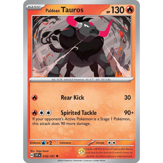 [ENG] Pokemon SV08 Surging Sparks: 018/191 Paldean Tauros [Fire] [U - Uncommon] (Non-foil)