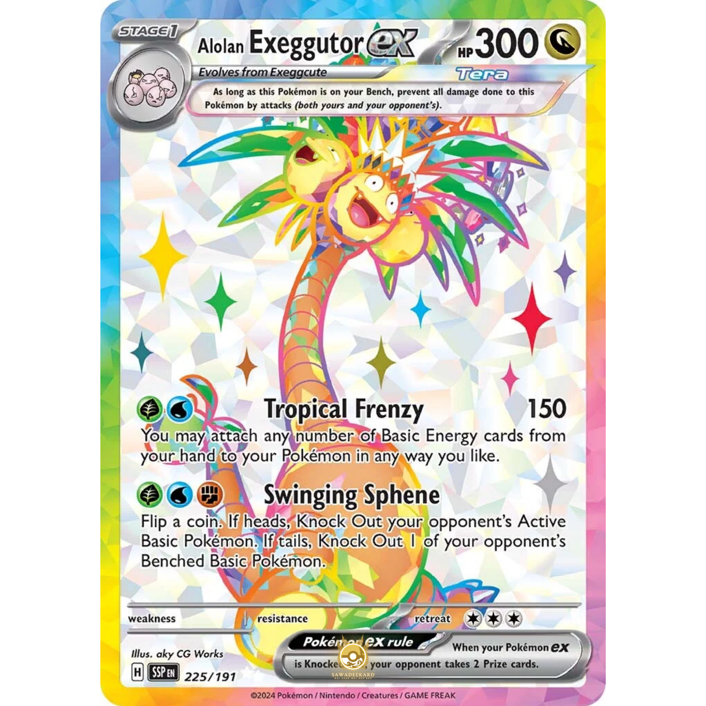 [ENG] Pokemon SV08 Surging Sparks: 225/191 Alolan Exeggutor ex [Dragon] [UR - Ultra Rare] (Foil)