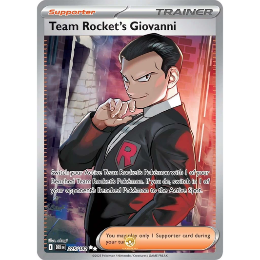 [ENG] Pokemon SV10 Destined Rivals: 225/182 Team Rocket's Giovanni [Support] [UR - Ultra Rare] (Foil)