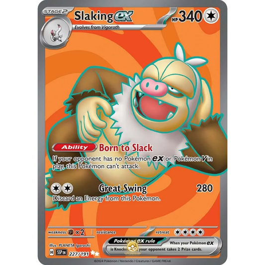 [ENG] Pokemon SV08 Surging Sparks: 227/191 Slaking ex [Colorless] [UR - Ultra Rare] (Foil)