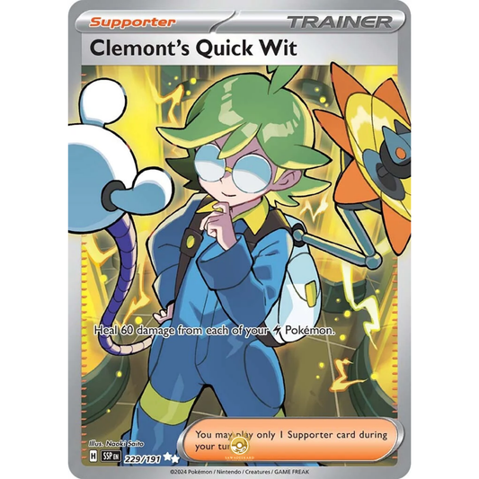 [ENG] Pokemon SV08 Surging Sparks: 229/191 Clemont's Quick Wit [Support] [UR - Ultra Rare] (Foil)