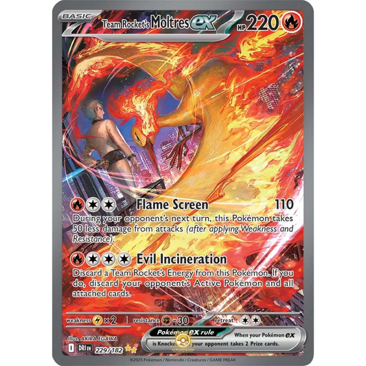 [ENG] Pokemon SV10 Destined Rivals: 229/182 Team Rocket's Moltres ex [Fire] [SIR - Special Illustration Rare] (Foil)