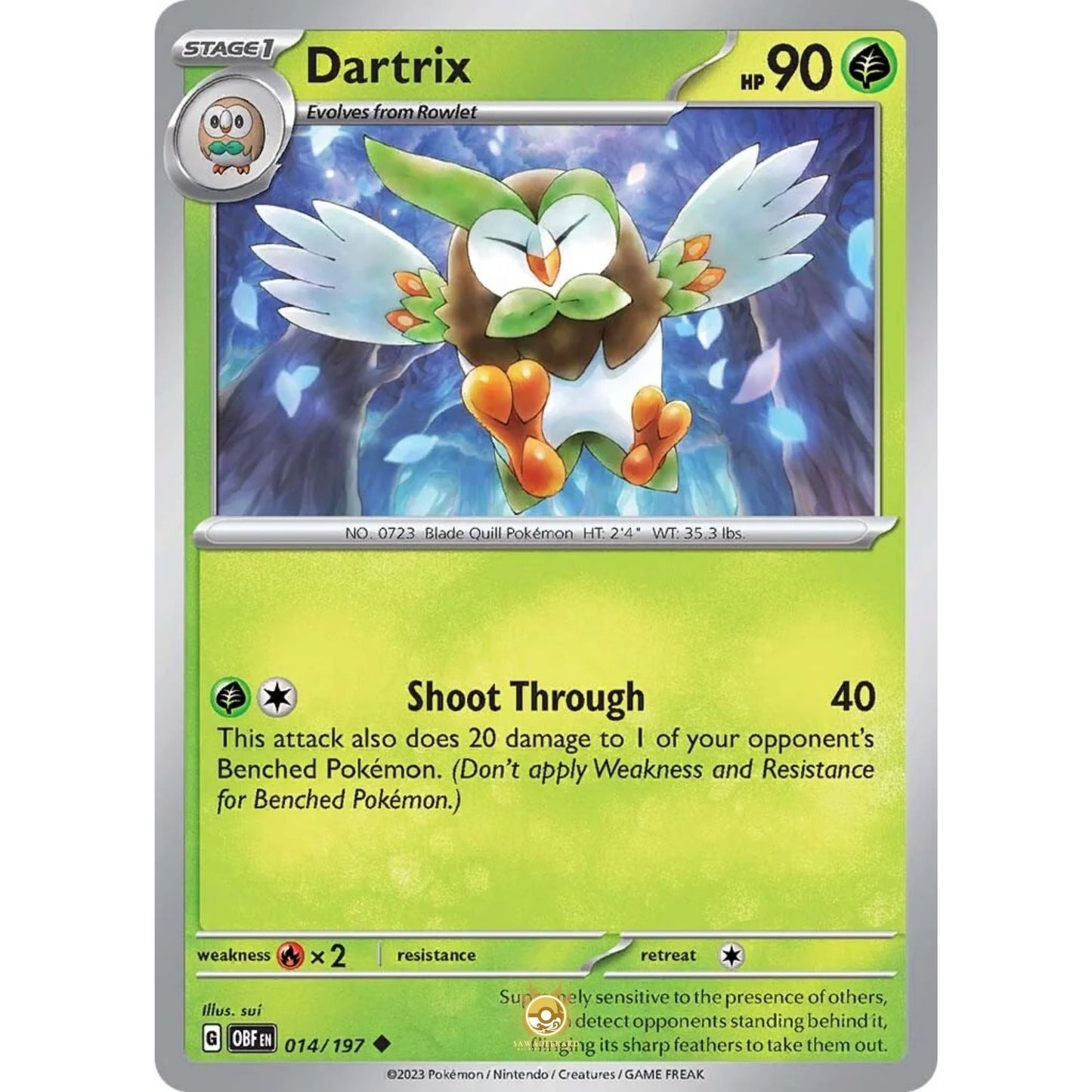 [ENG]	SV03	Obsidian Flames:	014/197	Dartrix	U	(Non-Foil)