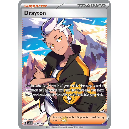 [ENG] Pokemon SV08 Surging Sparks: 232/191 Drayton [Support] [UR - Ultra Rare] (Foil)