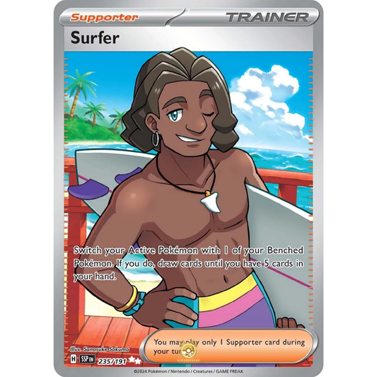 [ENG] Pokemon SV08 Surging Sparks: 235/191 Surfer [Support] [UR - Ultra Rare] (Foil)