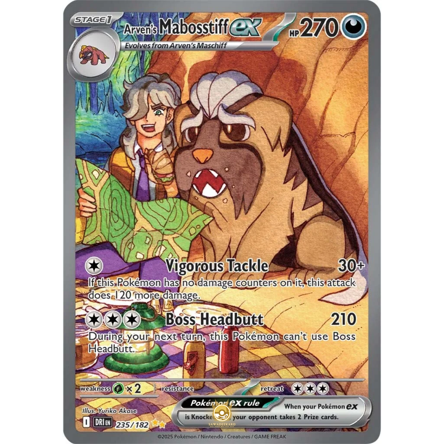 [ENG] Pokemon SV10 Destined Rivals: 235/182 Arven's Mabosstiff ex [Darkness] [SIR - Special Illustration Rare] (Foil)