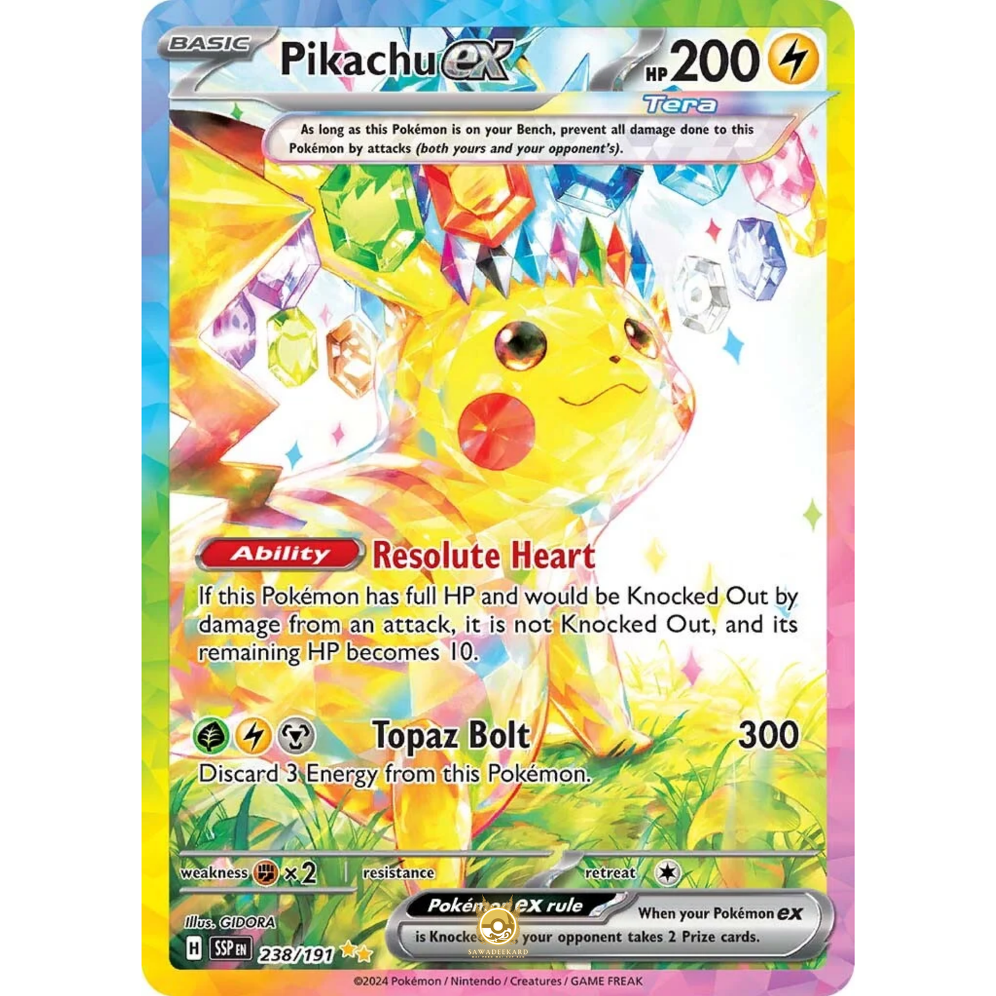 [ENG] Pokemon SV08 Surging Sparks: 238/191 Pikachu ex [Lightning] [SIR - Special Illustration Rare] (Foil)