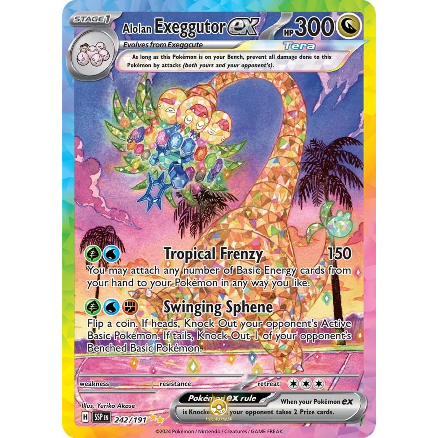 [ENG] Pokemon SV08 Surging Sparks: 242/191 Alolan Exeggutor ex [Dragon] [SIR - Special Illustration Rare] (Foil)