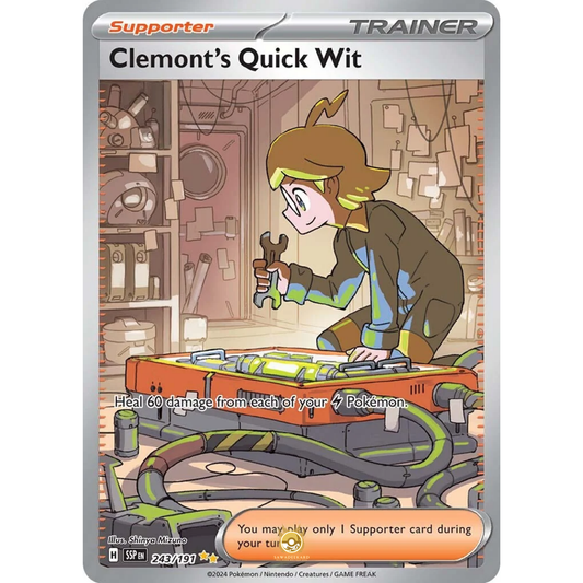 [ENG] Pokemon SV08 Surging Sparks: 243/191 Clemont's Quick Wit [Support] [SIR - Special Illustration Rare] (Foil)