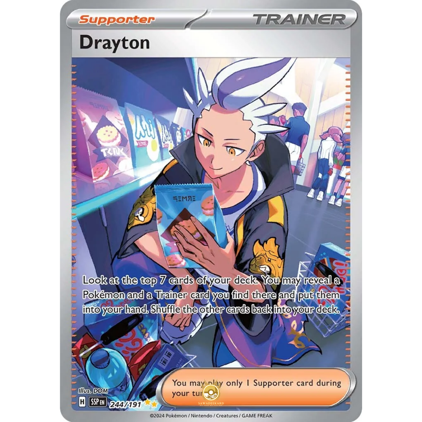 [ENG] Pokemon SV08 Surging Sparks: 244/191 Drayton [Support] [SIR - Special Illustration Rare] (Foil)
