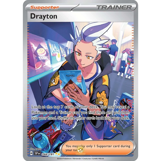 [ENG] Pokemon SV08 Surging Sparks: 244/191 Drayton [Support] [SIR - Special Illustration Rare] (Foil)
