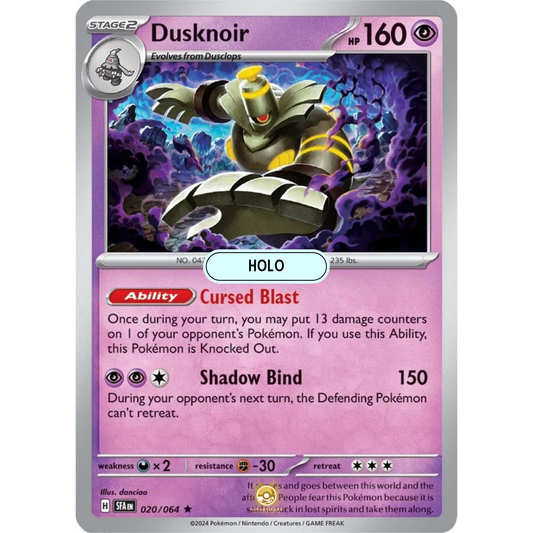 [ENG] Pokemon SV6.5 Shrouded Fable: 020/064 Dusknoir [Psychic] [R - Rare] (Foil)