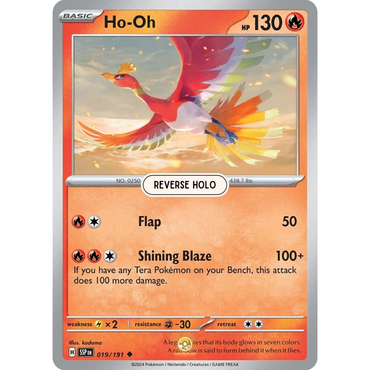 [ENG] Pokemon SV08 Surging Sparks: 019/191 Ho-Oh [Fire] [U - Uncommon] (Reverse Holo)
