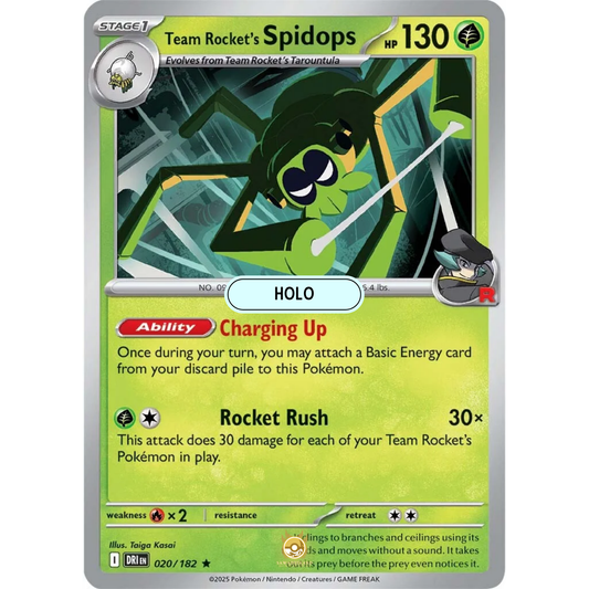 [ENG] Pokemon SV10 Destined Rivals: 020/182 Team Rocket's Spidops [Grass] [R - Rare] (Foil)
