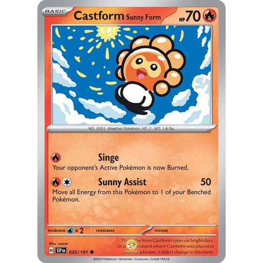 [ENG] Pokemon SV08 Surging Sparks: 020/191 Castform Sunny Form [Fire] [C - Common] (Non-foil)