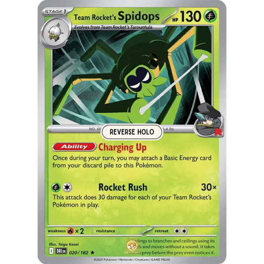 [ENG] Pokemon SV10 Destined Rivals: 020/182 Team Rocket's Spidops [Grass] [R - Rare] (Reverse Holo)