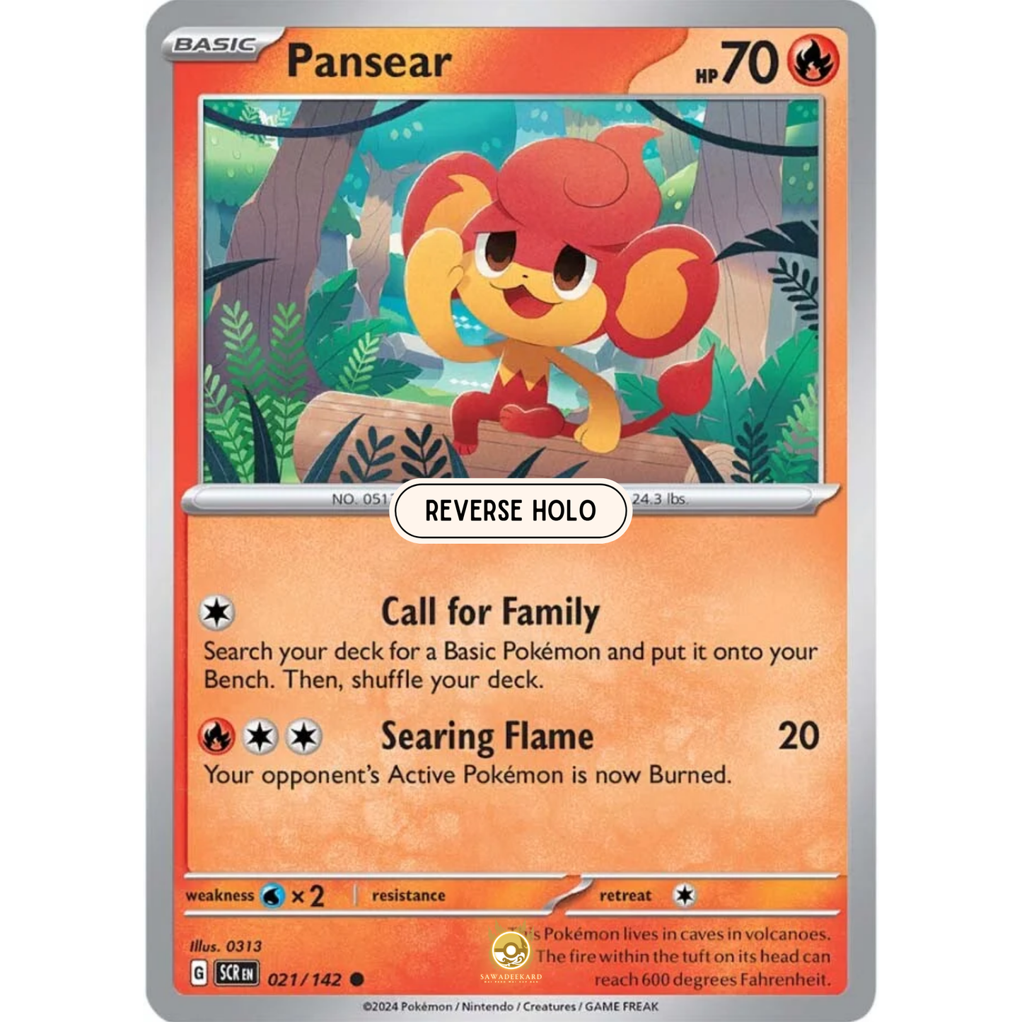 [ENG] Pokemon SV07 Stellar Crown: 021/142 Pansear [Fire] [C - Common] (Reverse Holo)