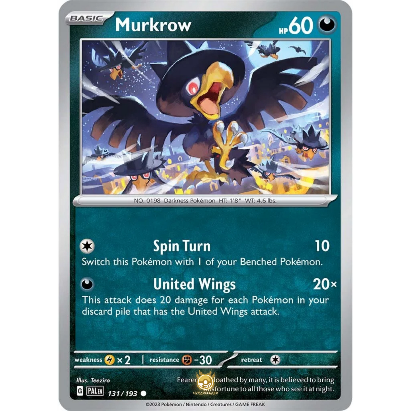 [ENG] SV02 Paldea Evolved: 131/193 Murkrow C (Non-Foil)